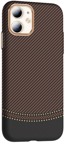 Apple iPhone 11 Kılıf MagSafe Şarj Özellikli Karbon Fiber Görünümlü Gros Kapak - Lacivert