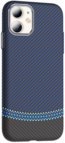 Apple iPhone 11 Kılıf MagSafe Şarj Özellikli Karbon Fiber Görünümlü Gros Kapak - Lacivert