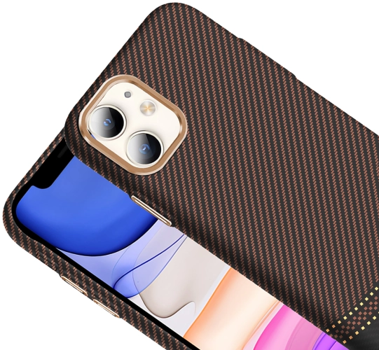 Apple iPhone 11 Kılıf MagSafe Şarj Özellikli Karbon Fiber Görünümlü Gros Kapak - Lacivert