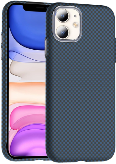 Apple iPhone 11 Kılıf MagSafe Şarj Özellikli Karbon Fiber Görünümlü Gros Kapak - Lacivert