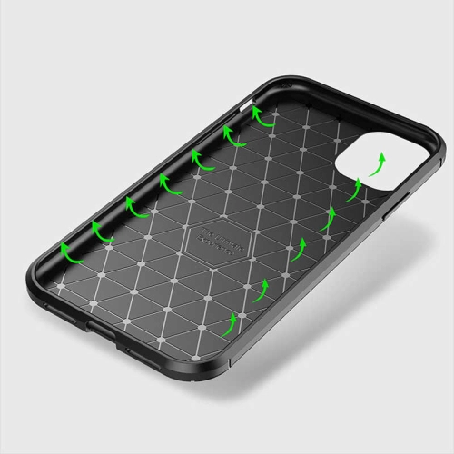 Apple iPhone 11 Kılıf Karbon Görünümlü Silikon Parmak İzi Bırakmayan Negro Kapak - Siyah