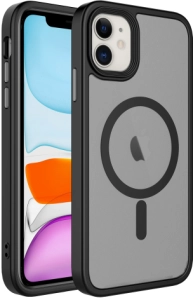 Apple iPhone 12 (6.1) Kılıf Kablosuz Şarj Uyumlu Silikon Flet MagSafe Kapak - Siyah