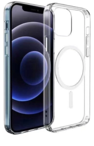 Apple iPhone 12 (6.1) Kılıf MagSafe Kablosuz Şarj Özellikli Şeffaf Sert PC Embos Kapak