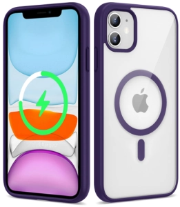 Apple iPhone 12 (6.1) Kılıf MagSafe Wireless Şarj Özellikli Silikon Ege Kapak, Tam Uyumlu, Premium - Koyu Mor