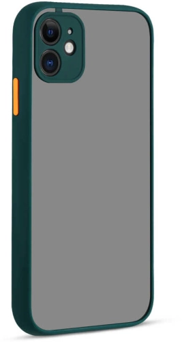 Apple iPhone 12 (6.1) Kılıf Esnek Dayanıklı Darbe Koruyucu, Kamera Korumalı, Tam Uyumlu, Arkası Mat Şeffaf, Hux Kapak - Koyu Yeşil