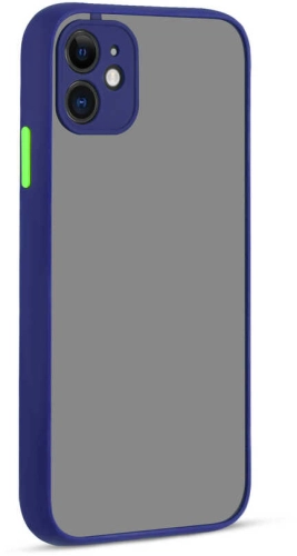 Apple iPhone 12 (6.1) Kılıf Esnek Dayanıklı Darbe Koruyucu, Kamera Korumalı, Tam Uyumlu, Arkası Mat Şeffaf, Hux Kapak - Lacivert