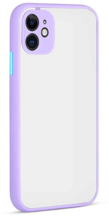 Apple iPhone 12 (6.1) Kılıf Esnek Dayanıklı Darbe Koruyucu, Kamera Korumalı, Tam Uyumlu, Arkası Mat Şeffaf, Hux Kapak - Lila