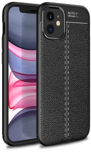 Apple iPhone 12 (6.1) Kılıf Deri Görünüm Premium Soft Niss Kapak - Siyah