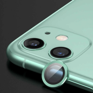 Apple iPhone 12 (6.1) Kamera Lens Koruyucu Tempered Glass Parmak İzi Bırakmaz CL-07 - Açık Yeşil