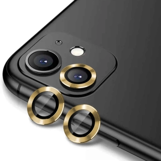 Apple iPhone 12 (6.1) Kamera Lens Koruyucu Premium Safir Parmak İzi Bırakmayan Anti-Reflective, Birebir Uyumlu, Kaliteli CL-12 - Gold