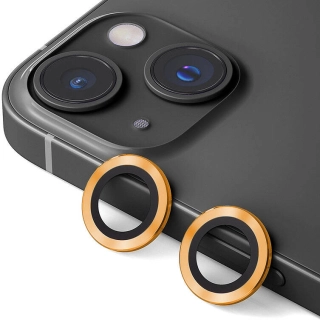Apple iPhone 13 (6.1) Kamera Lens Koruyucu Premium Safir Parmak İzi Bırakmayan Anti-Reflective, Birebir Uyumlu, Kaliteli CL-12 - Turuncu