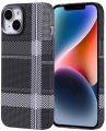 Apple iPhone 14 (6.1) Kılıf MagSafe Şarj Özellikli Karbon Fiber Görünümlü Nekst Kapak - Gri-Siyah