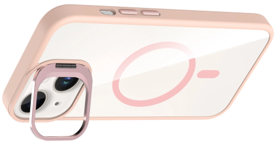 Apple iPhone 14 (6.1) Kılıf Standlı ve Kamera Lens Hediyeli Kaliteli Tam Uyumlu, Etro Kapak - Pembe