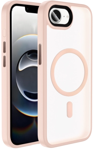 Apple iPhone 16e Kılıf Kablosuz Şarj Uyumlu Silikon Flet MagSafe Kapak - Pembe
