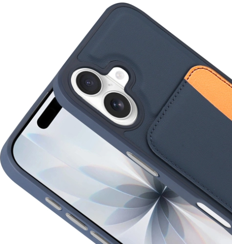 Apple iPhone 17 Kılıf Kartlık Bölmeli X-Kart Silikon Kapak, Premium Koruma - Lacivert
