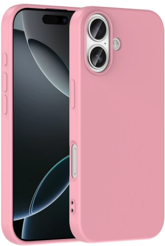 Apple iPhone 17 Kılıf Lansman İçi Kadife Soft Esnek Premium Silikon Kapak - Açık Pembe