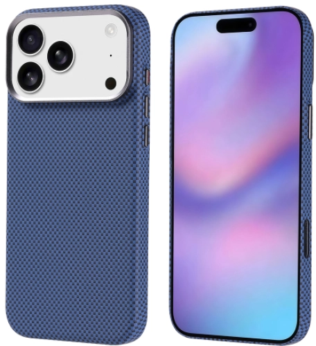 Apple iPhone 17 Pro Max Kılıf MagSafe Şarj Özellikli Karbon Fiber Görünümlü Nekst Kapak - Kırmızı