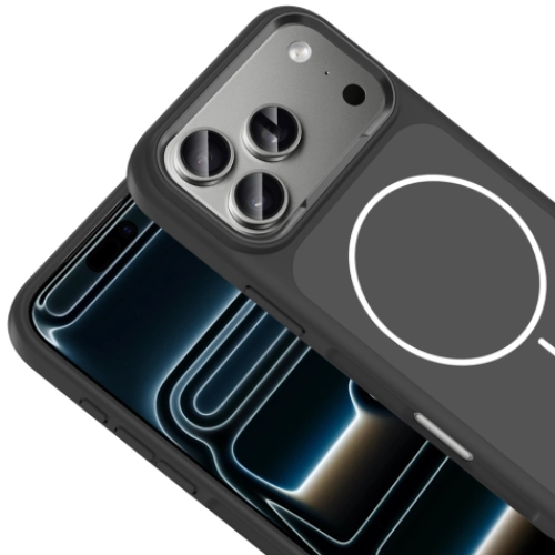 Apple iPhone 17 Pro Max Kılıf M-Safe Şarj Özellikli Metal Kamera Çerçeveli Sanremo Silikon Kapak - Turuncu