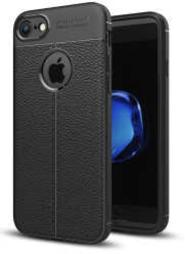 Apple iPhone 6 Kılıf Deri Görünüm Premium Soft Niss Kapak - Siyah