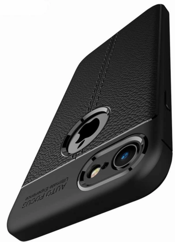 Apple iPhone 6 Plus Kılıf Deri Görünüm Premium Soft Niss Kapak - Siyah