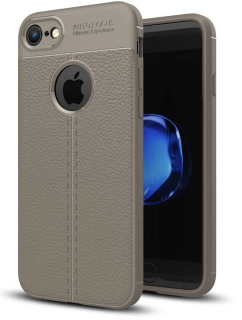 Apple iPhone 6 Plus Kılıf Deri Görünüm Premium Soft Niss Kapak - Gri