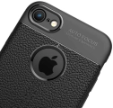Apple iPhone 7 Kılıf Deri Görünüm Premium Soft Niss Kapak - Siyah