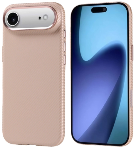 Apple iPhone Air Kılıf MagSafe Şarj Özellikli Karbon Fiber Görünümlü Nekst Kapak - Gold