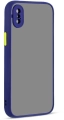 Apple iPhone Xs Kılıf Esnek Dayanıklı Darbe Koruyucu, Kamera Korumalı, Tam Uyumlu, Arkası Mat Şeffaf, Hux Kapak - Lacivert