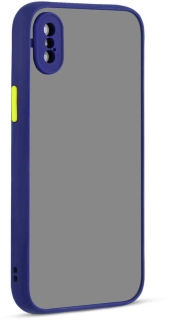 Apple iPhone Xs Kılıf Esnek Dayanıklı Darbe Koruyucu, Kamera Korumalı, Tam Uyumlu, Arkası Mat Şeffaf, Hux Kapak - Lacivert