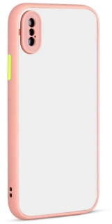 Apple iPhone Xs Kılıf Esnek Dayanıklı Darbe Koruyucu, Kamera Korumalı, Tam Uyumlu, Arkası Mat Şeffaf, Hux Kapak - Pembe