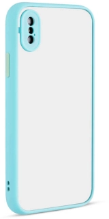 Apple iPhone Xs Kılıf Esnek Dayanıklı Darbe Koruyucu, Kamera Korumalı, Tam Uyumlu, Arkası Mat Şeffaf, Hux Kapak - Turkuaz