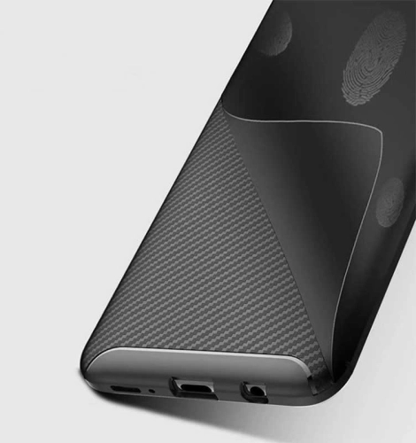 Samsung Galaxy A10s Kılıf Karbon Görünümlü Silikon Parmak İzi Bırakmayan Negro Kapak - Siyah
