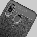 Samsung Galaxy A10s Kılıf Deri Görünüm Premium Soft Niss Kapak - Siyah