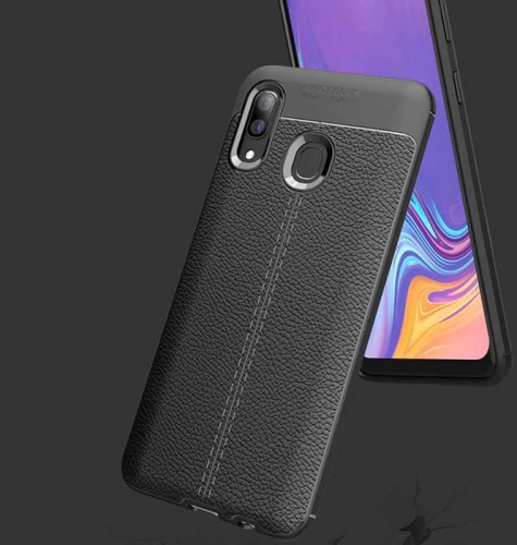 Samsung Galaxy A10s Kılıf Deri Görünüm Premium Soft Niss Kapak - Lacivert