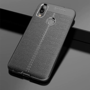 Samsung Galaxy A10s Kılıf Deri Görünüm Premium Soft Niss Kapak - Siyah