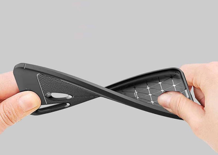 Samsung Galaxy A20 Kılıf Deri Görünüm Premium Soft Niss Kapak - Lacivert