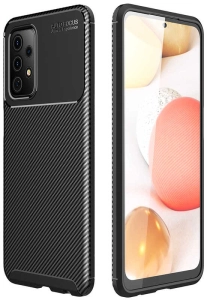 Samsung Galaxy A52 Kılıf Karbon Görünümlü Silikon Parmak İzi Bırakmayan Negro Kapak - Siyah