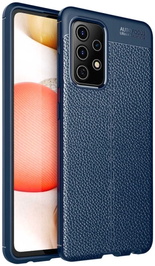 Samsung Galaxy A52 Kılıf Deri Görünüm Premium Soft Niss Kapak - Lacivert