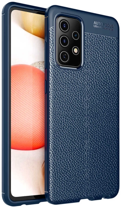 Samsung Galaxy A52 Kılıf Deri Görünüm Premium Soft Niss Kapak - Lacivert