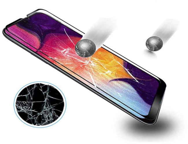 Samsung Galaxy M30s Kırılmaz Cam Ekran Koruyucu, Tam Yapışan, Kırılmaya Karşı Güçlendirilmiş,Kavisli - Siyah