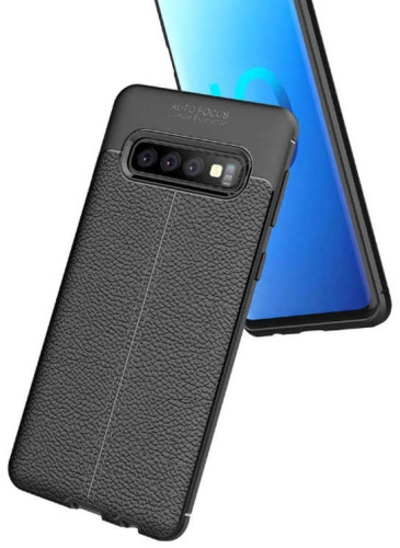 Samsung Galaxy S10 Kılıf Deri Görünüm Premium Soft Niss Kapak - Lacivert