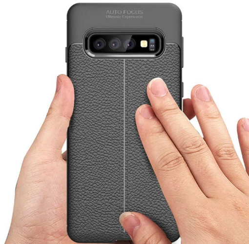 Samsung Galaxy S10 Kılıf Deri Görünüm Premium Soft Niss Kapak - Lacivert