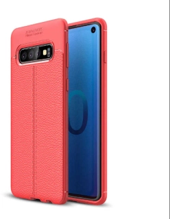 Samsung Galaxy S10 Kılıf Deri Görünüm Premium Soft Niss Kapak - Kırmızı