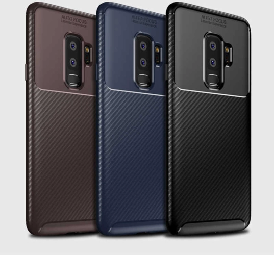 Samsung Galaxy S9 Plus Kılıf Karbon Görünümlü Silikon Parmak İzi Bırakmayan Negro Kapak - Siyah