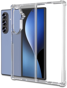 Samsung Galaxy Z Fold 7 Kılıf Şeffaf Darbe Emici Ultra Köşe Silikon Korumalı Kapak