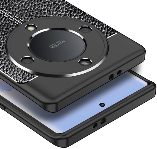 Huawei P60 Pro Kılıf Deri Görünüm Premium Soft Niss Kapak - Siyah