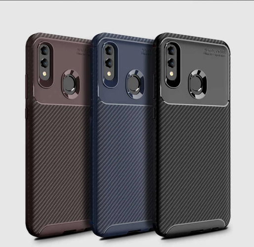 Huawei P Smart 2019 Kılıf Karbon Görünümlü Silikon Parmak İzi Bırakmayan Negro Kapak - Siyah