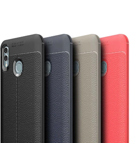 Huawei P Smart 2019 Kılıf Deri Görünüm Premium Soft Niss Kapak - Siyah