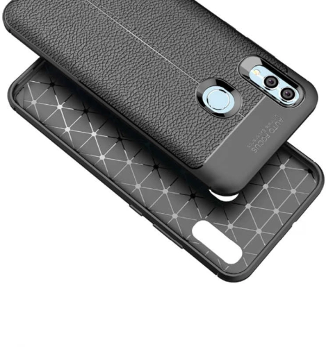 Huawei P Smart 2019 Kılıf Deri Görünüm Premium Soft Niss Kapak - Siyah