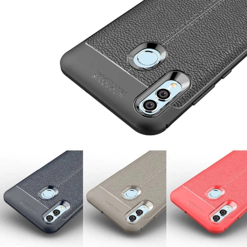 Huawei P Smart 2019 Kılıf Deri Görünüm Premium Soft Niss Kapak - Kırmızı